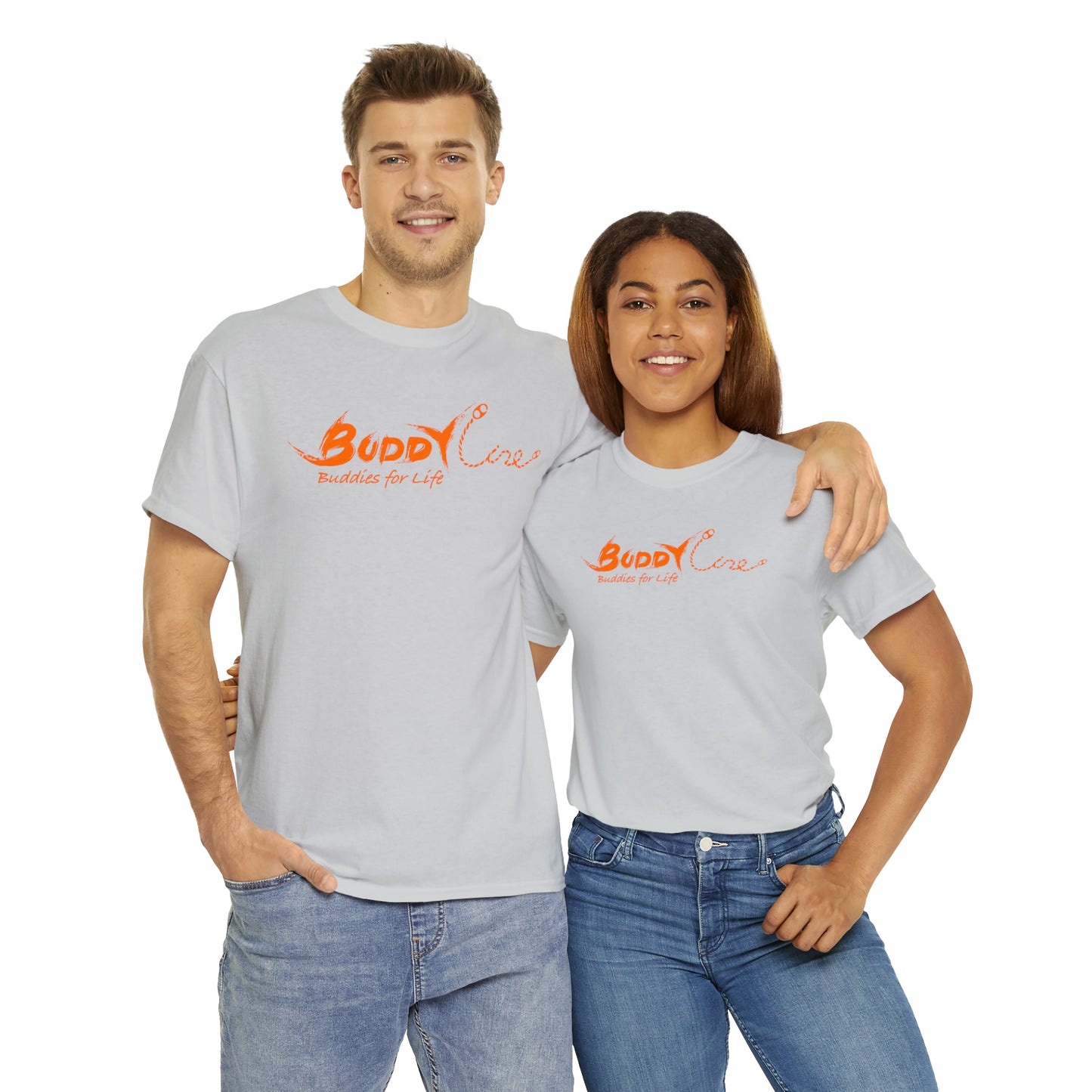 Buddy Line Unisex Heavy Cotton Tee (orange text)