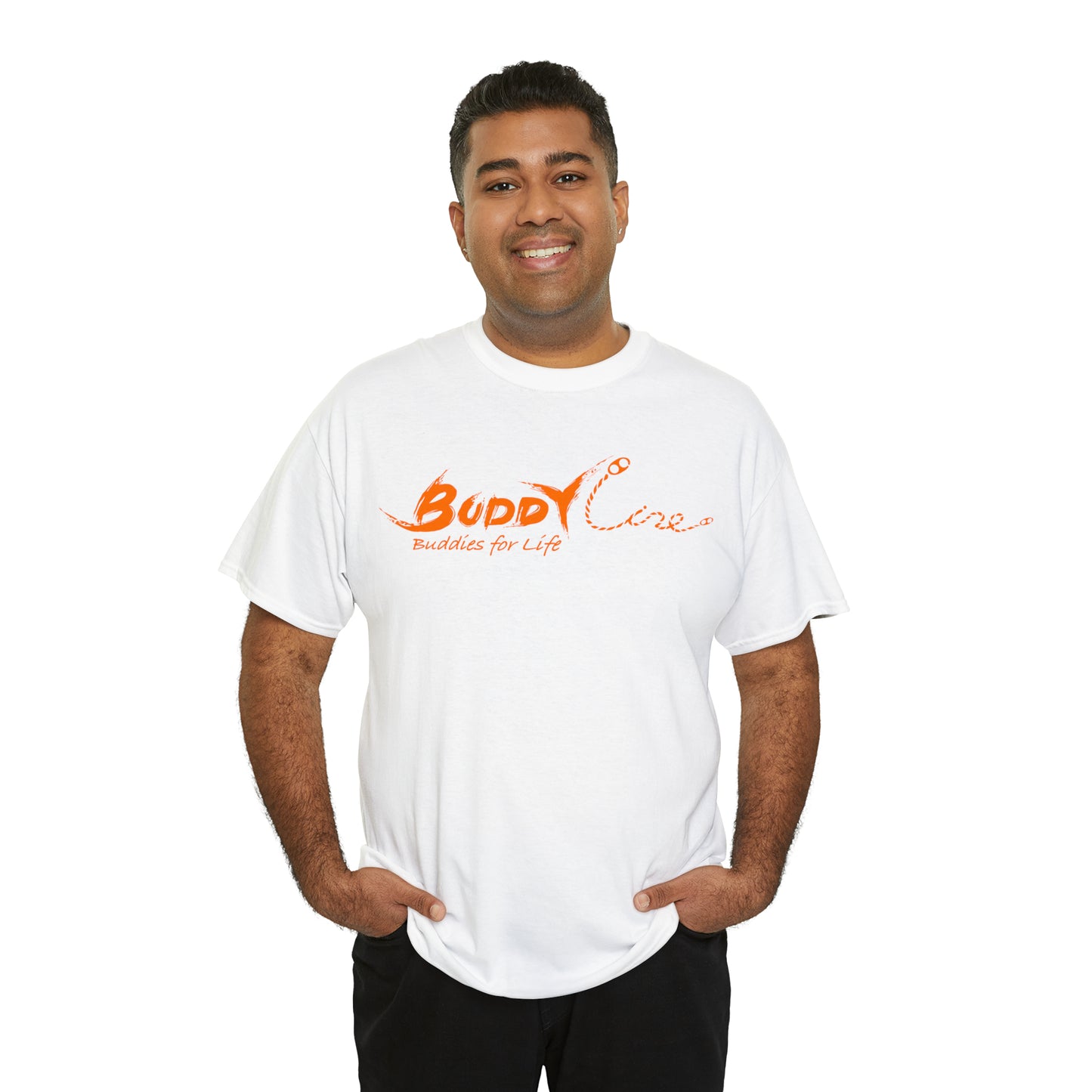 Buddy Line Unisex Heavy Cotton Tee (orange text)