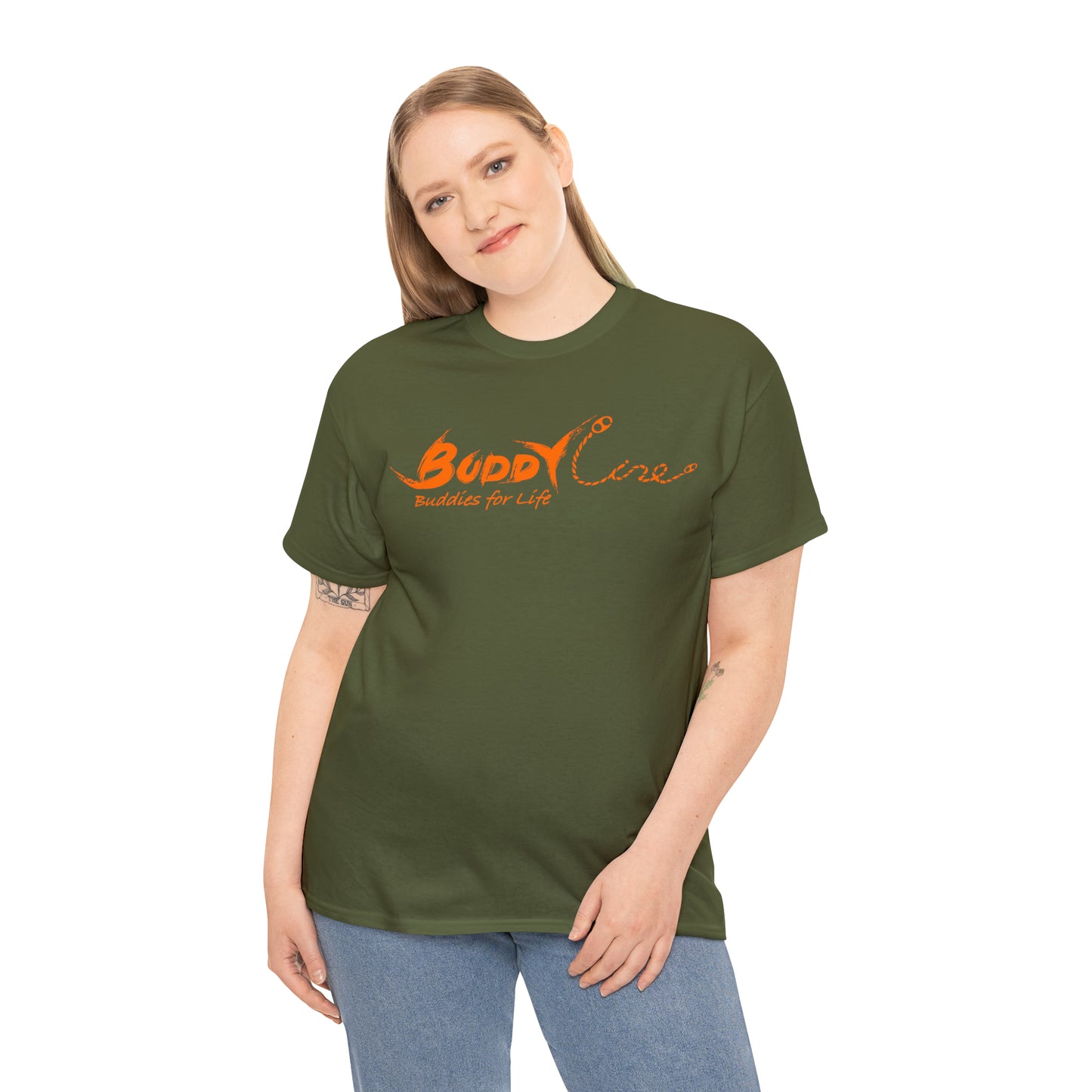 Buddy Line Unisex Heavy Cotton Tee (orange text)