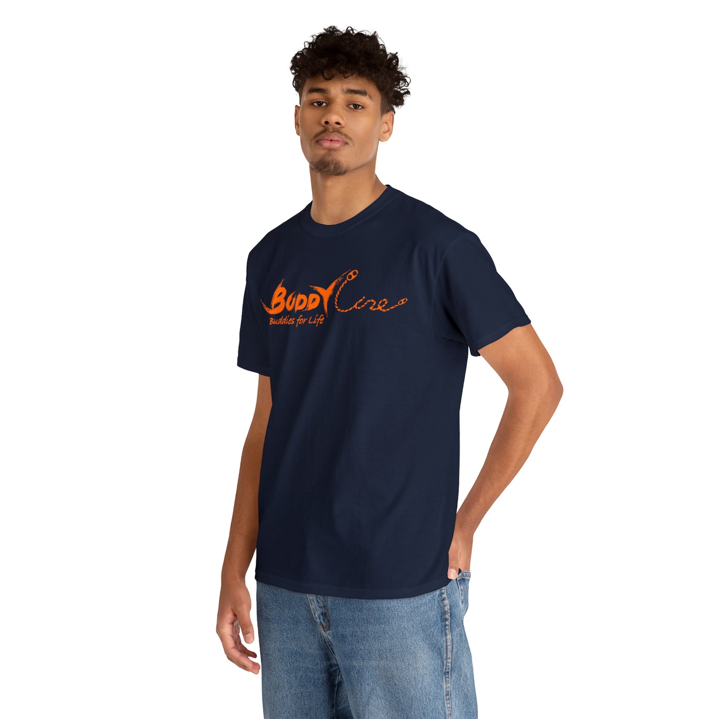 Buddy Line Unisex Heavy Cotton Tee (orange text)