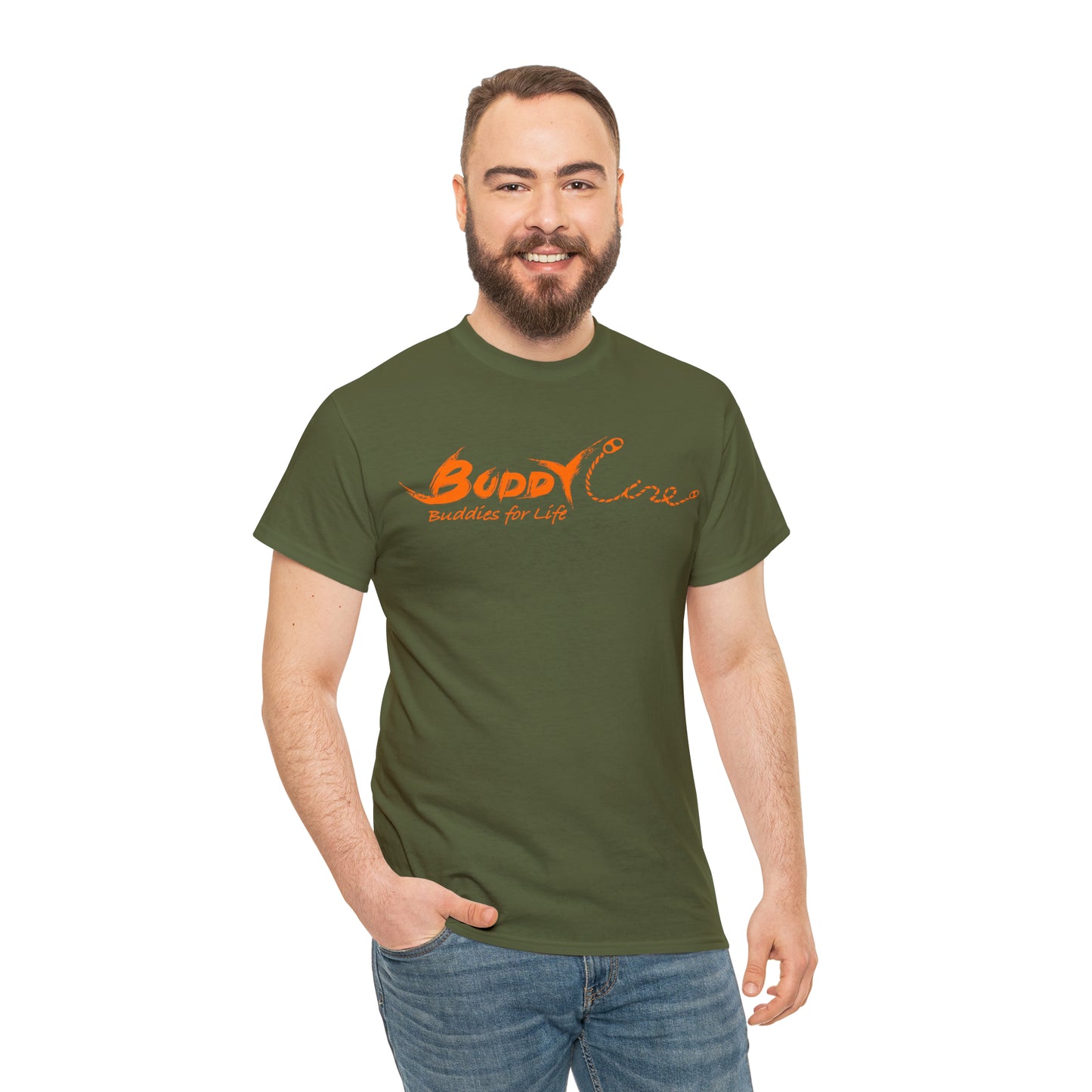 Buddy Line Unisex Heavy Cotton Tee (orange text)
