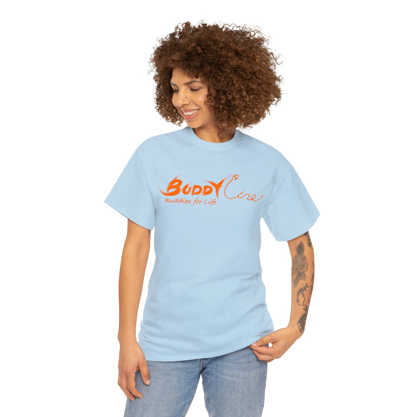Buddy Line Unisex Heavy Cotton Tee (orange text)
