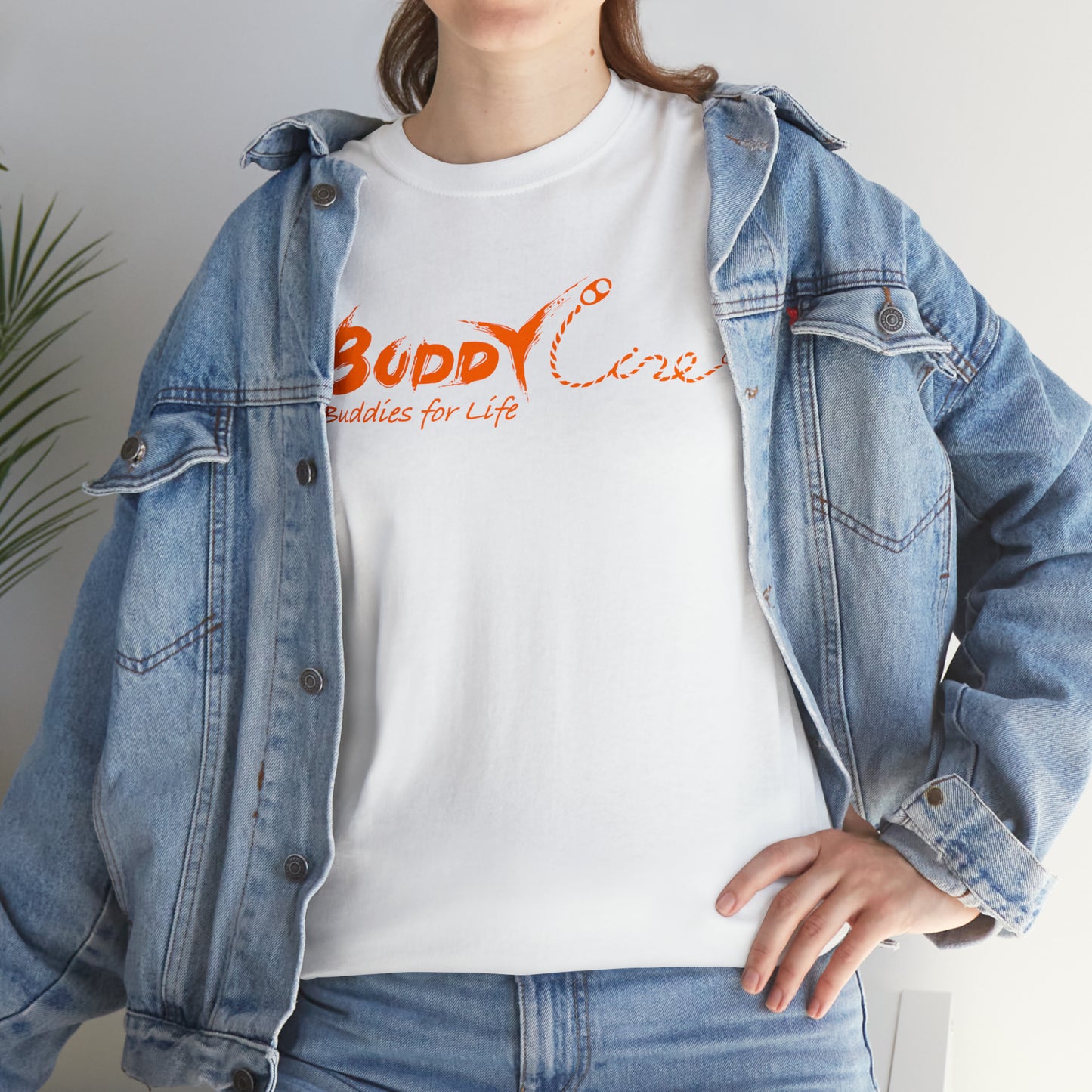 Buddy Line Unisex Heavy Cotton Tee (orange text)