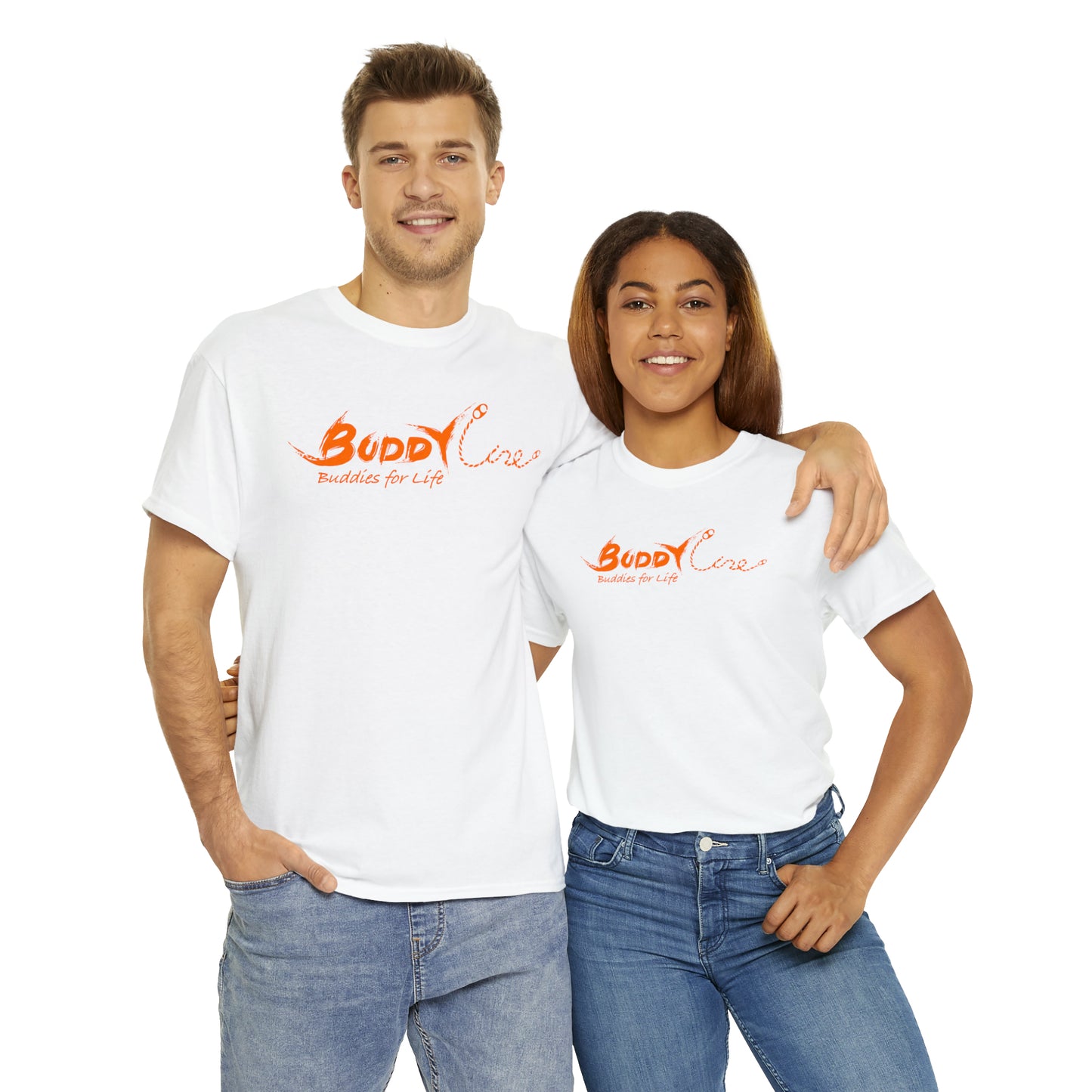 Buddy Line Unisex Heavy Cotton Tee (orange text)