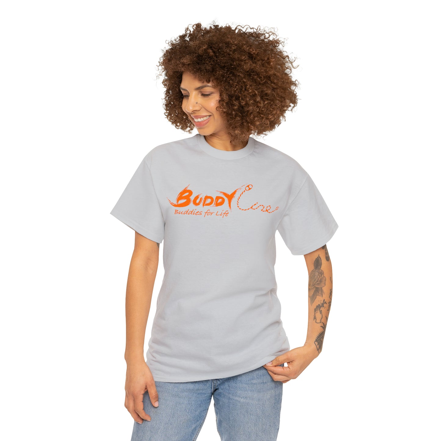 Buddy Line Unisex Heavy Cotton Tee (orange text)