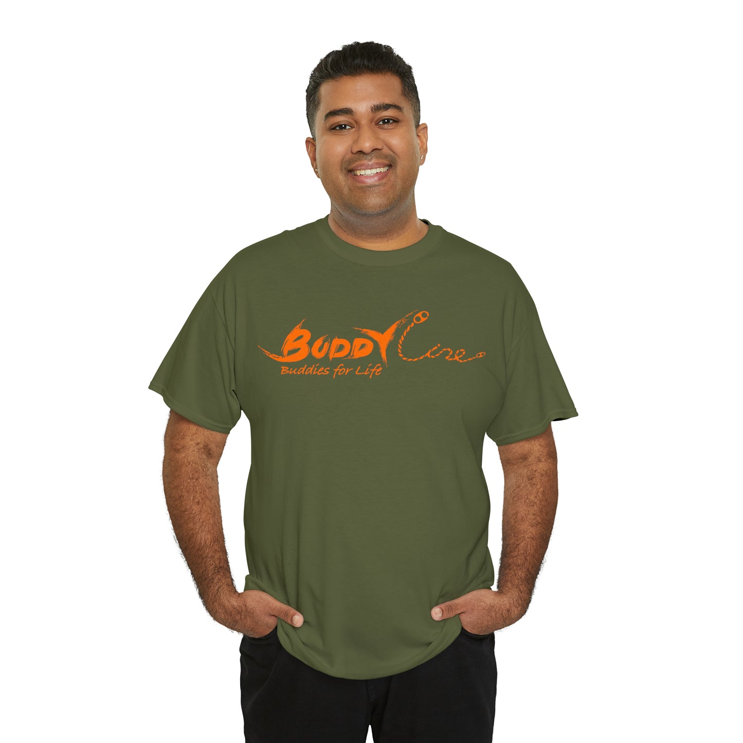 Buddy Line Unisex Heavy Cotton Tee (orange text)