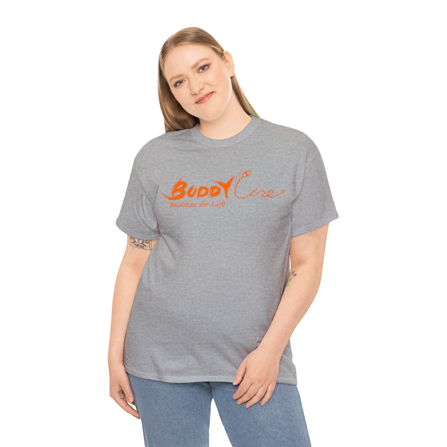 Buddy Line Unisex Heavy Cotton Tee (orange text)