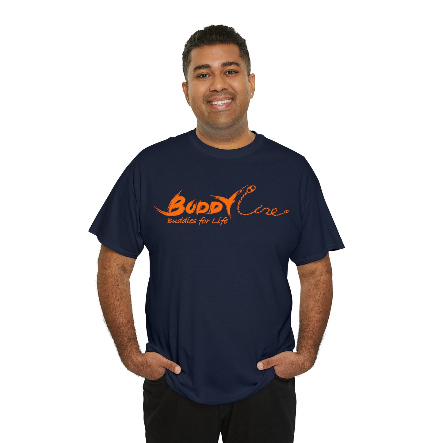 Buddy Line Unisex Heavy Cotton Tee (orange text)
