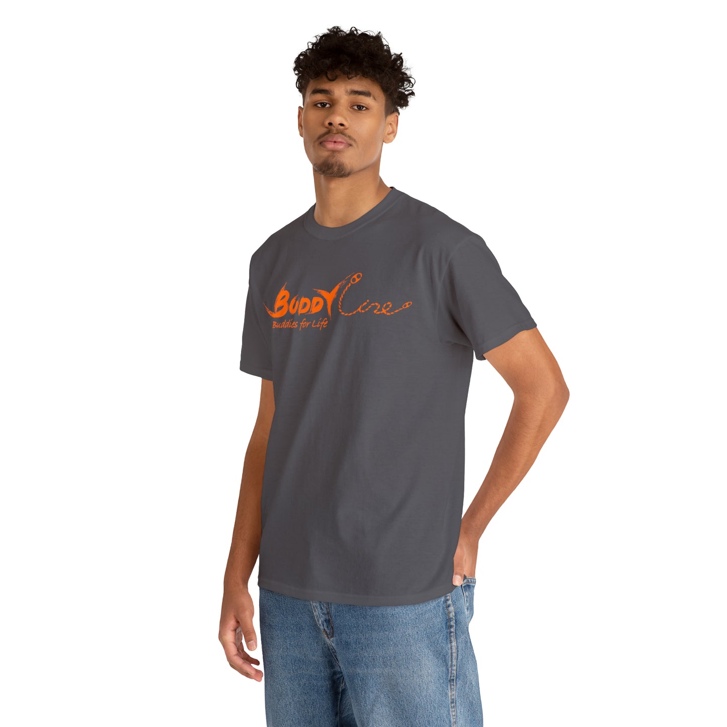 Buddy Line Unisex Heavy Cotton Tee (orange text)