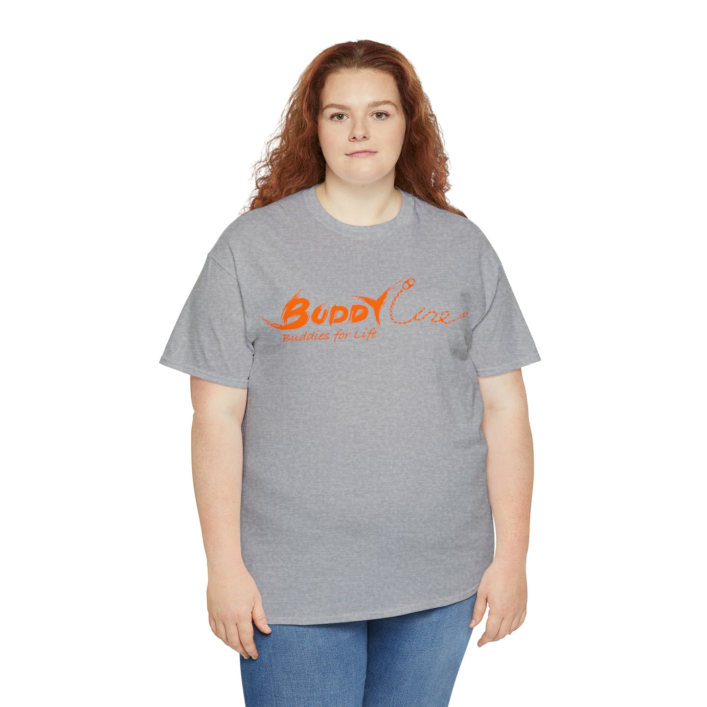Buddy Line Unisex Heavy Cotton Tee (orange text)