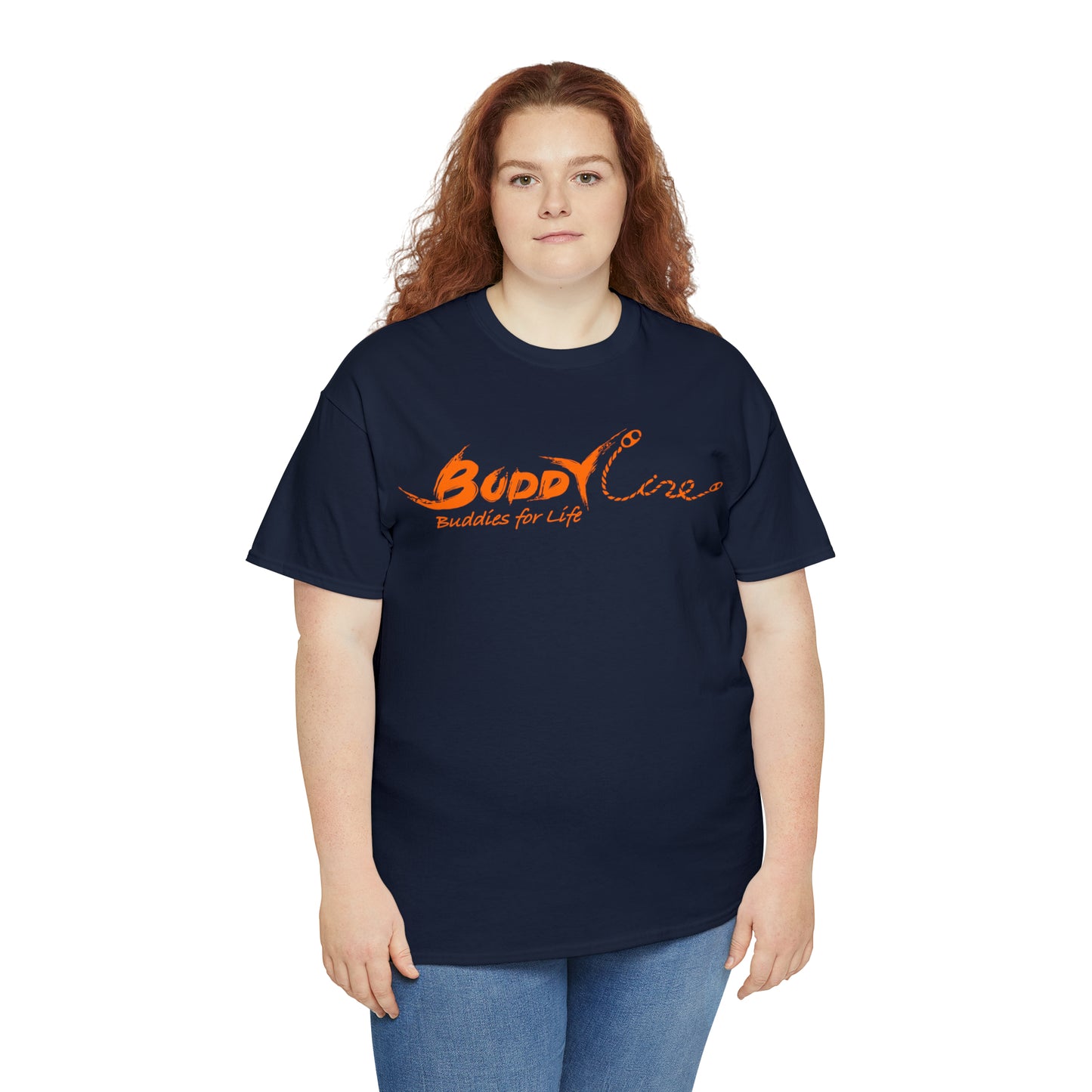 Buddy Line Unisex Heavy Cotton Tee (orange text)