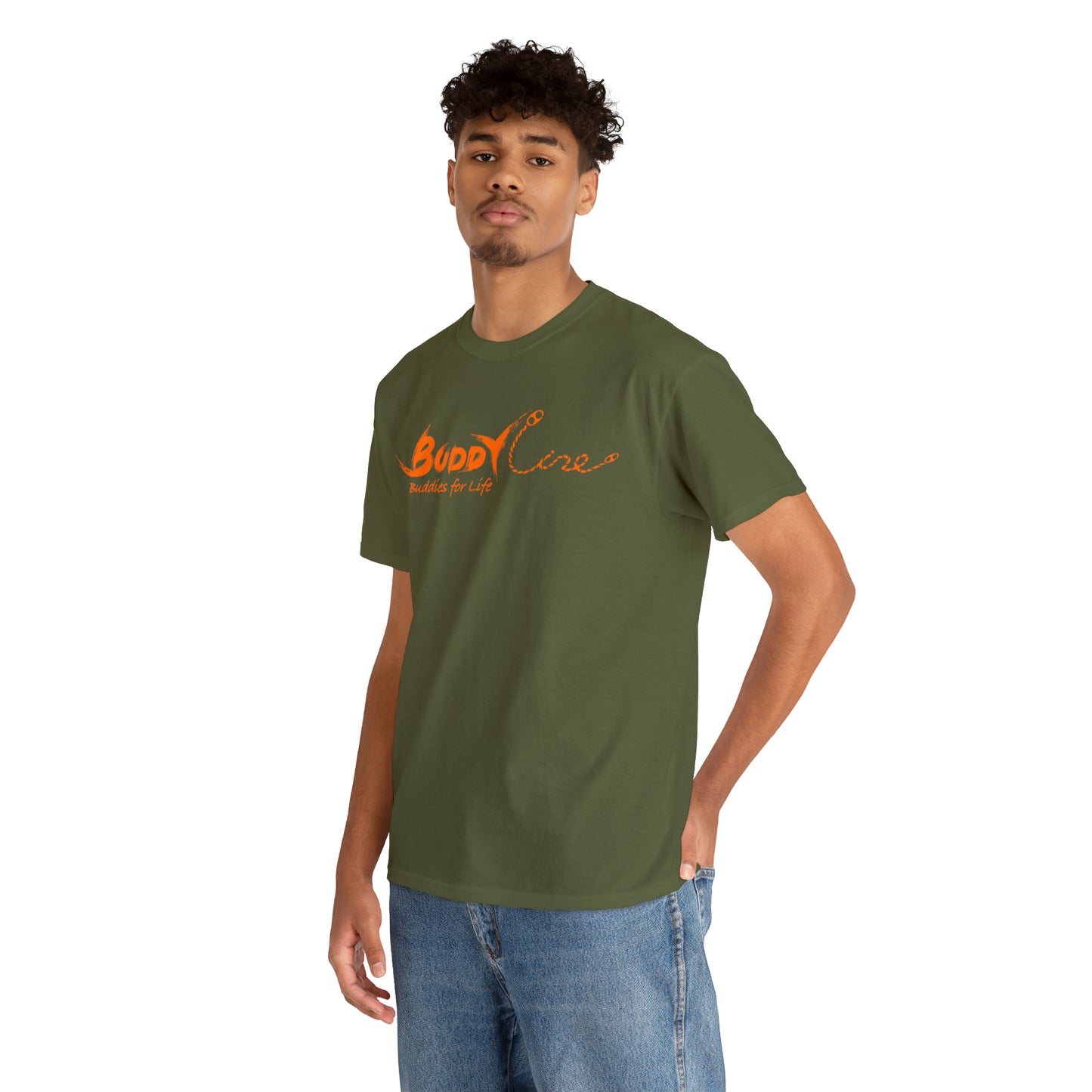 Buddy Line Unisex Heavy Cotton Tee (orange text)