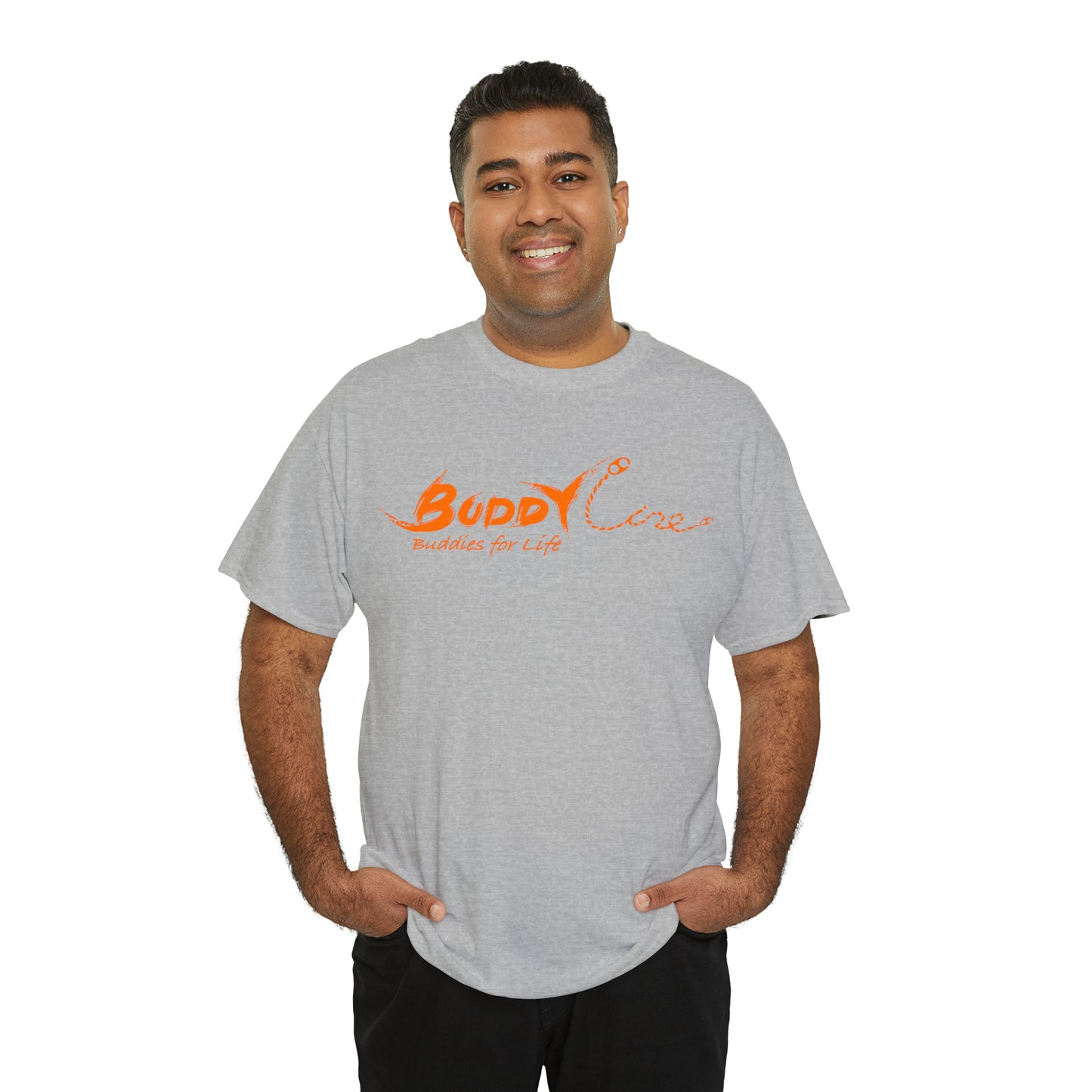 Buddy Line Unisex Heavy Cotton Tee (orange text)