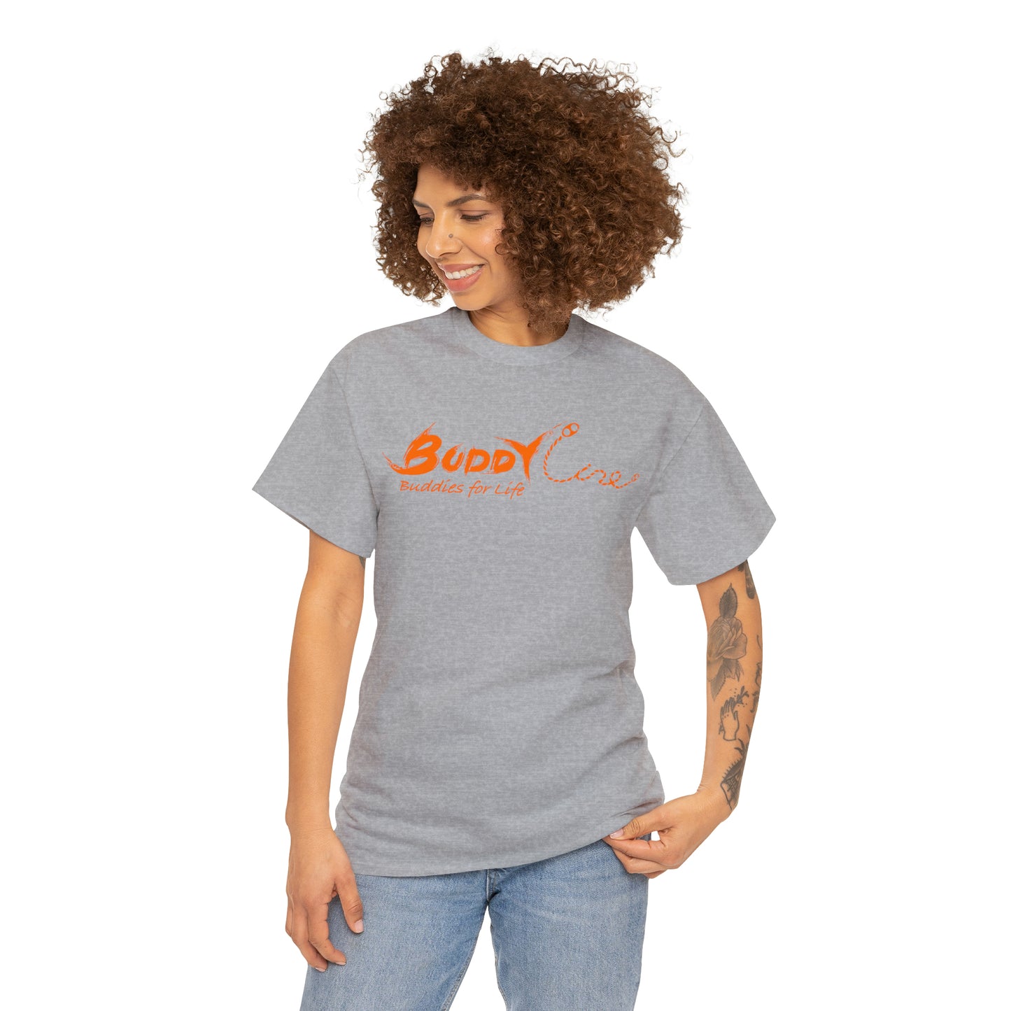 Buddy Line Unisex Heavy Cotton Tee (orange text)