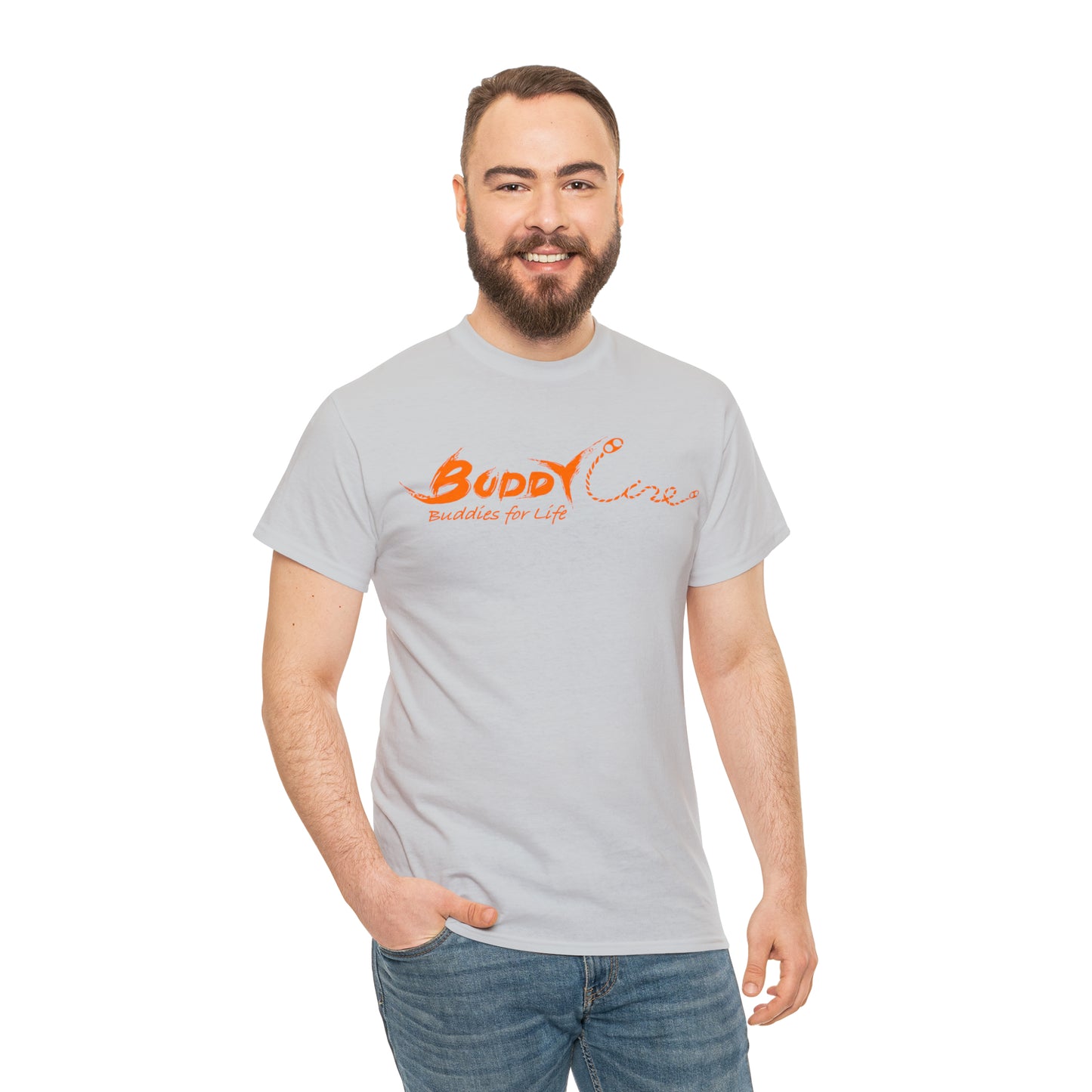Buddy Line Unisex Heavy Cotton Tee (orange text)