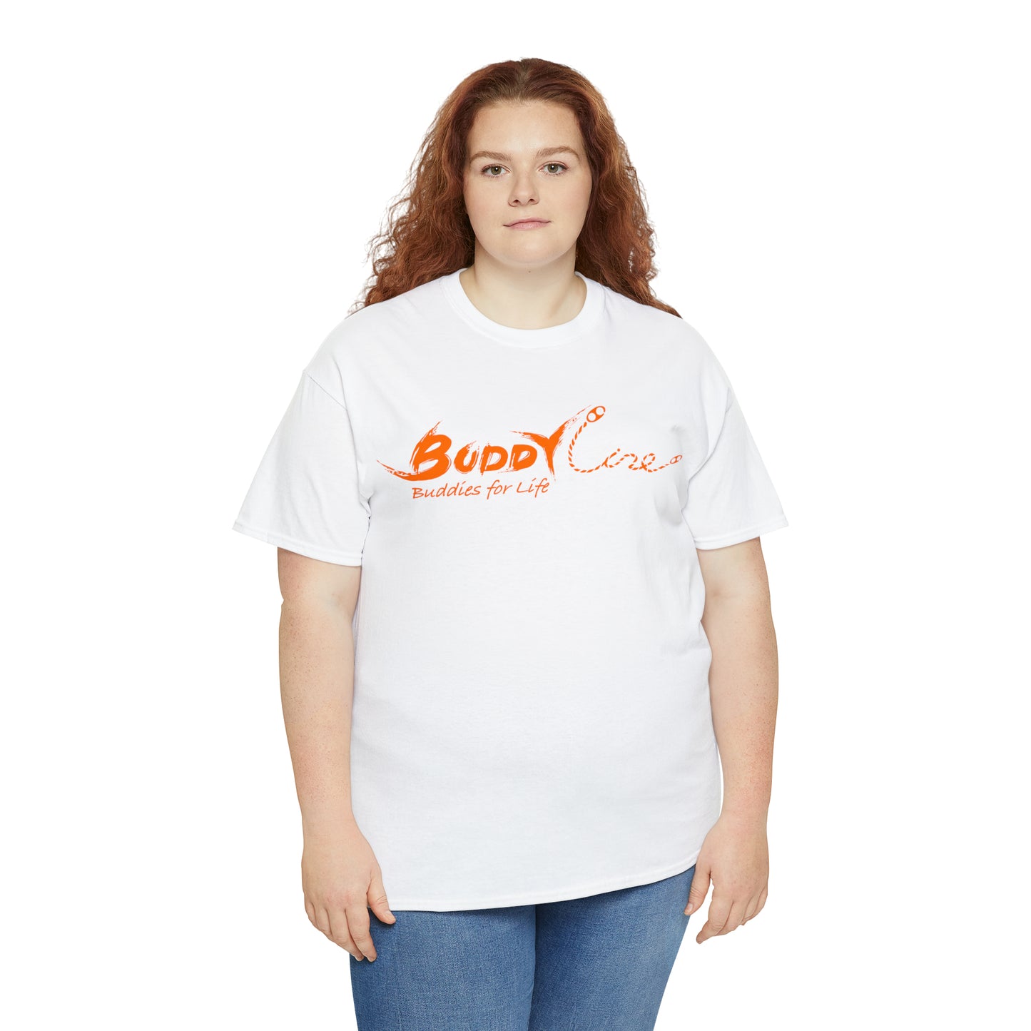 Buddy Line Unisex Heavy Cotton Tee (orange text)