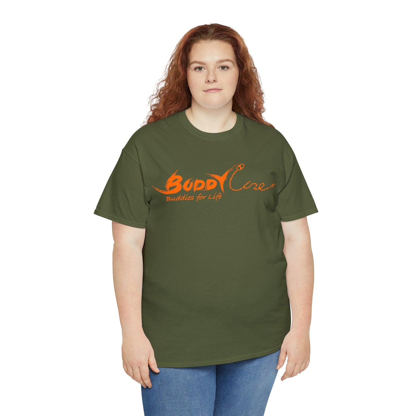 Buddy Line Unisex Heavy Cotton Tee (orange text)