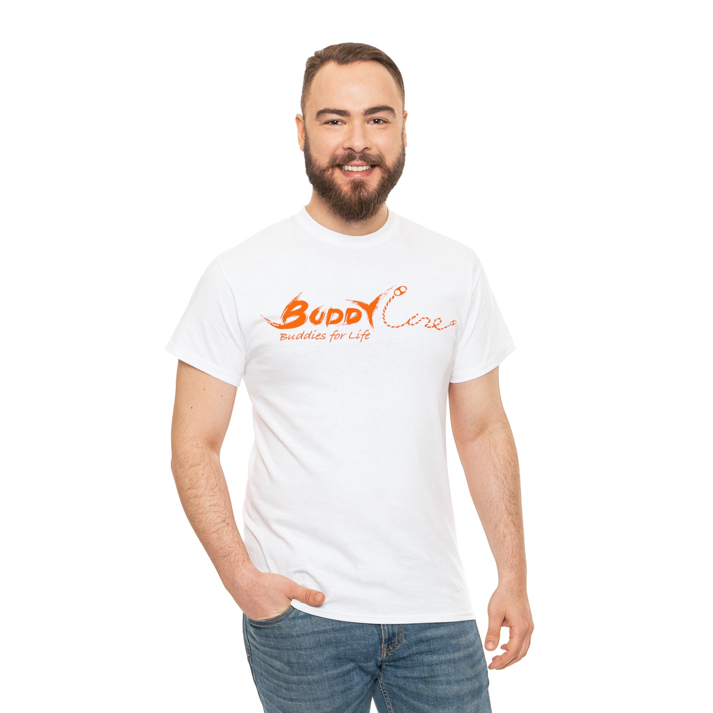 Buddy Line Unisex Heavy Cotton Tee (orange text)