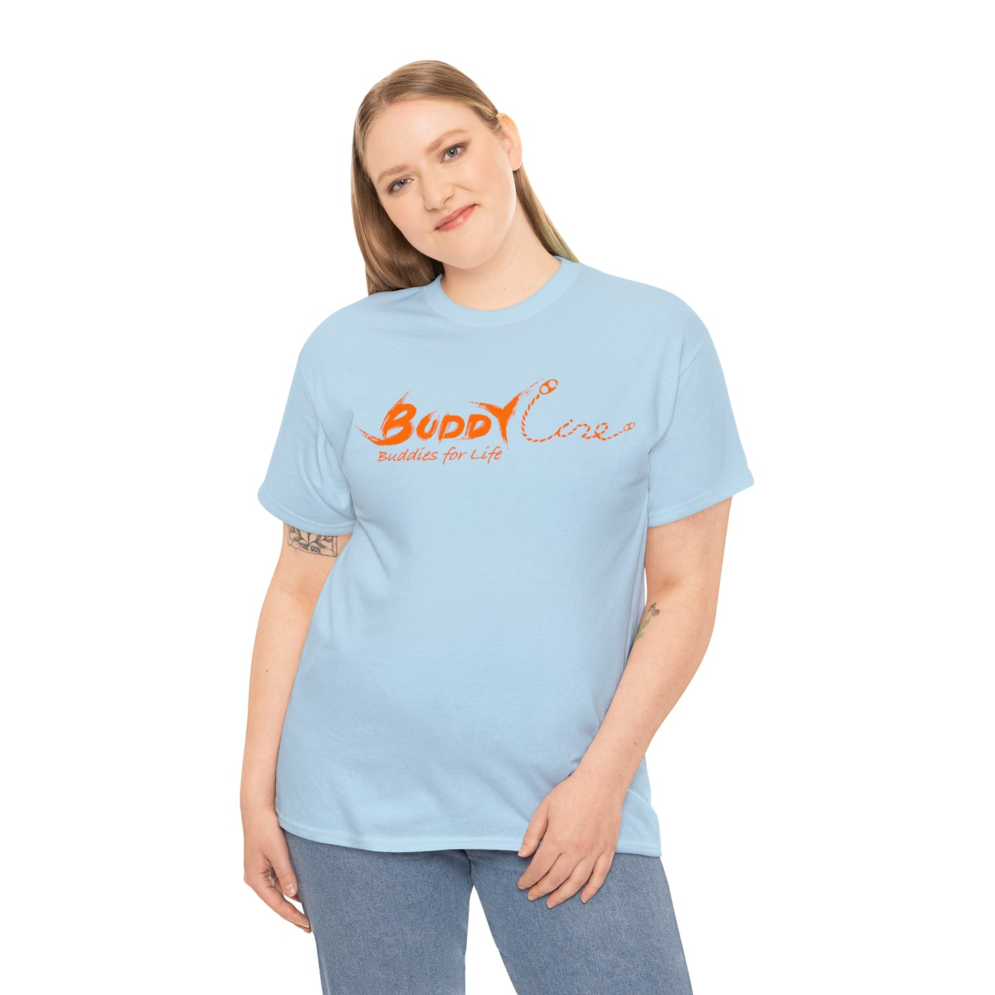 Buddy Line Unisex Heavy Cotton Tee (orange text)