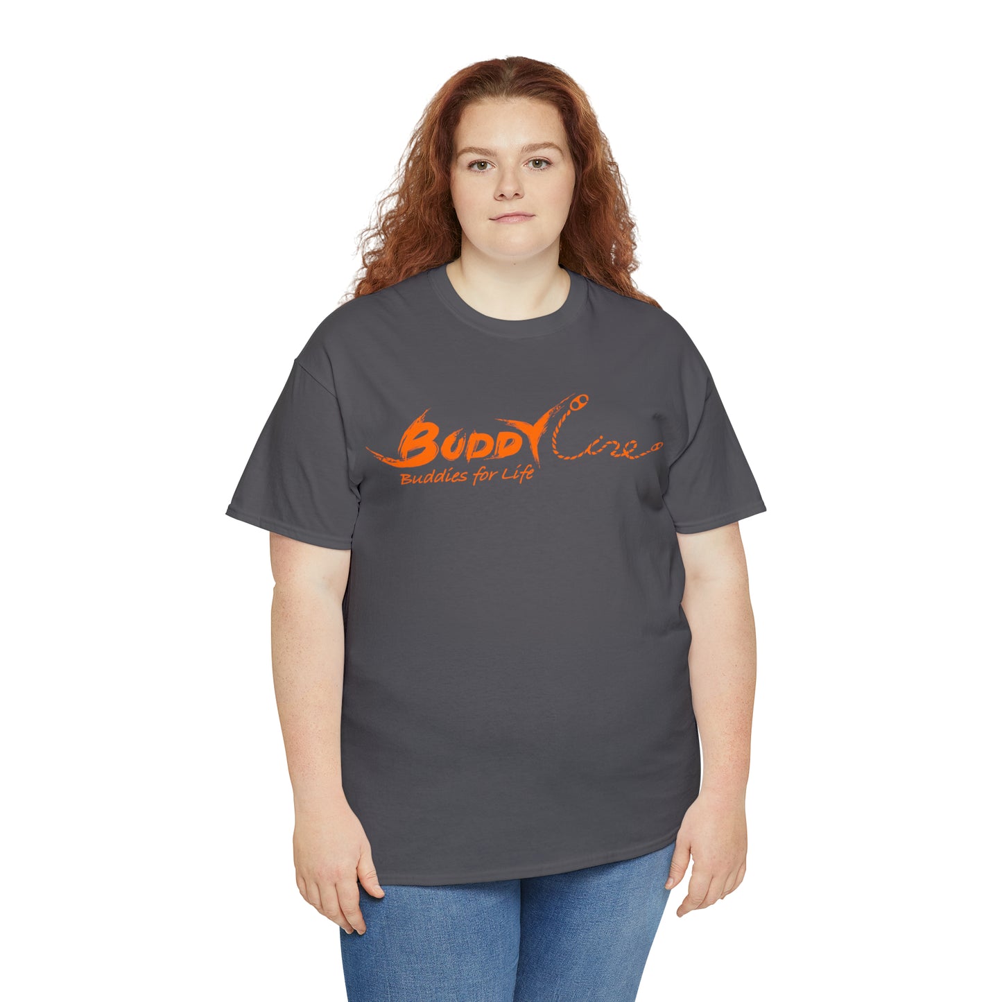 Buddy Line Unisex Heavy Cotton Tee (orange text)