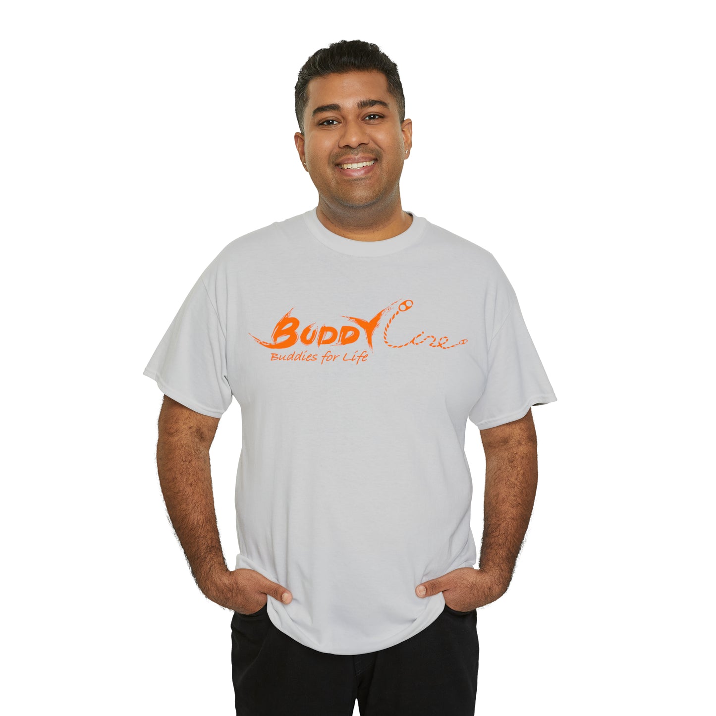 Buddy Line Unisex Heavy Cotton Tee (orange text)