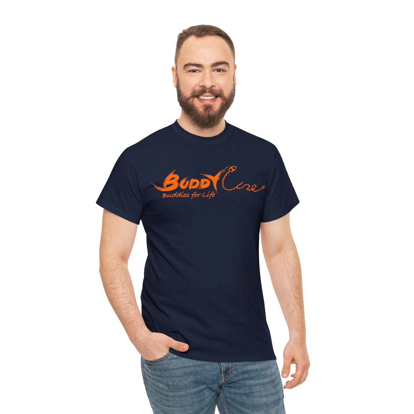Buddy Line Unisex Heavy Cotton Tee (orange text)