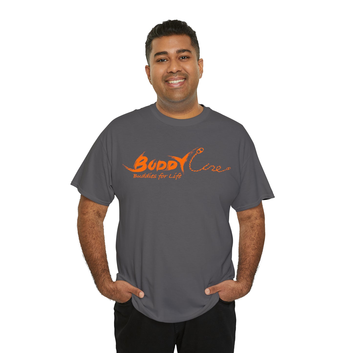Buddy Line Unisex Heavy Cotton Tee (orange text)