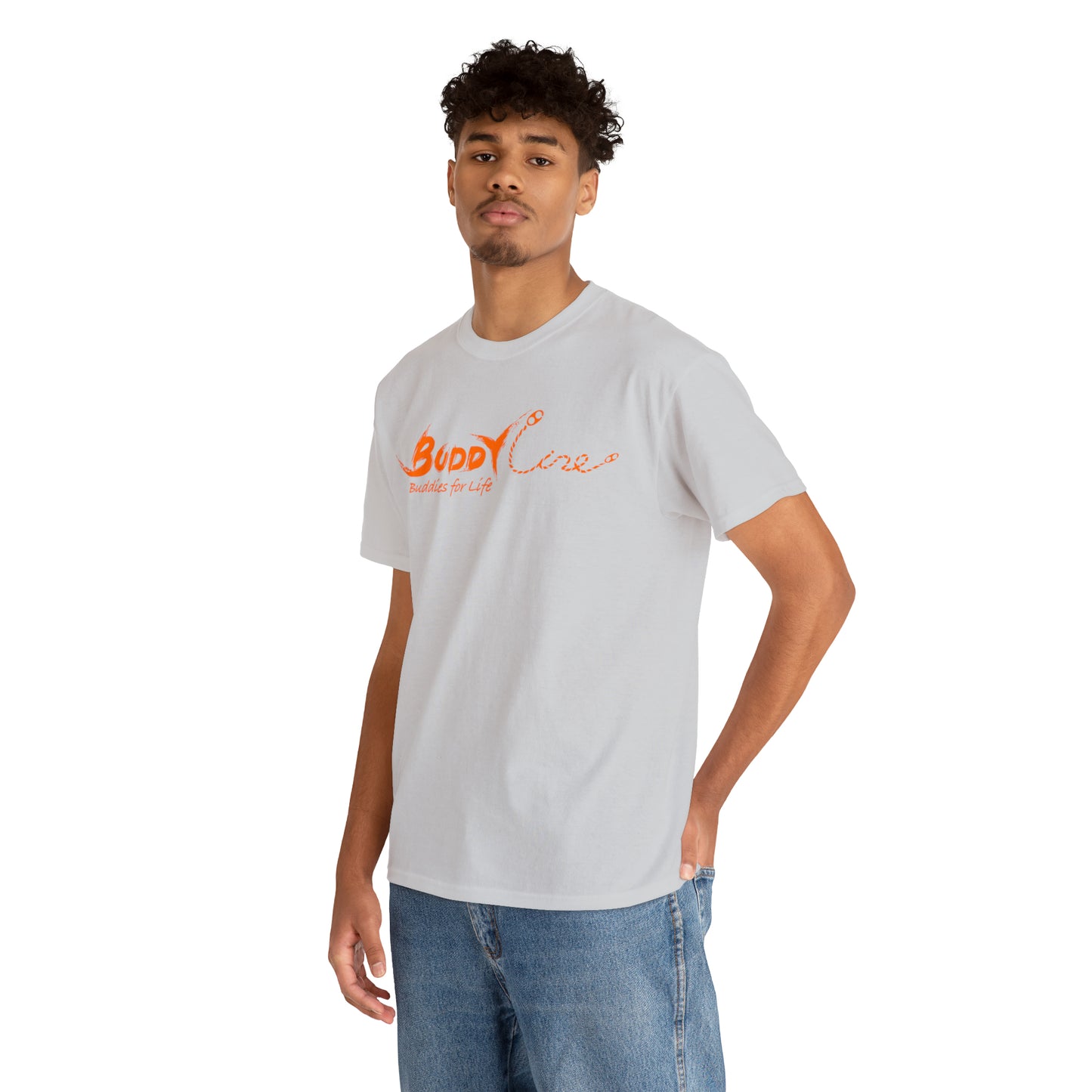 Buddy Line Unisex Heavy Cotton Tee (orange text)