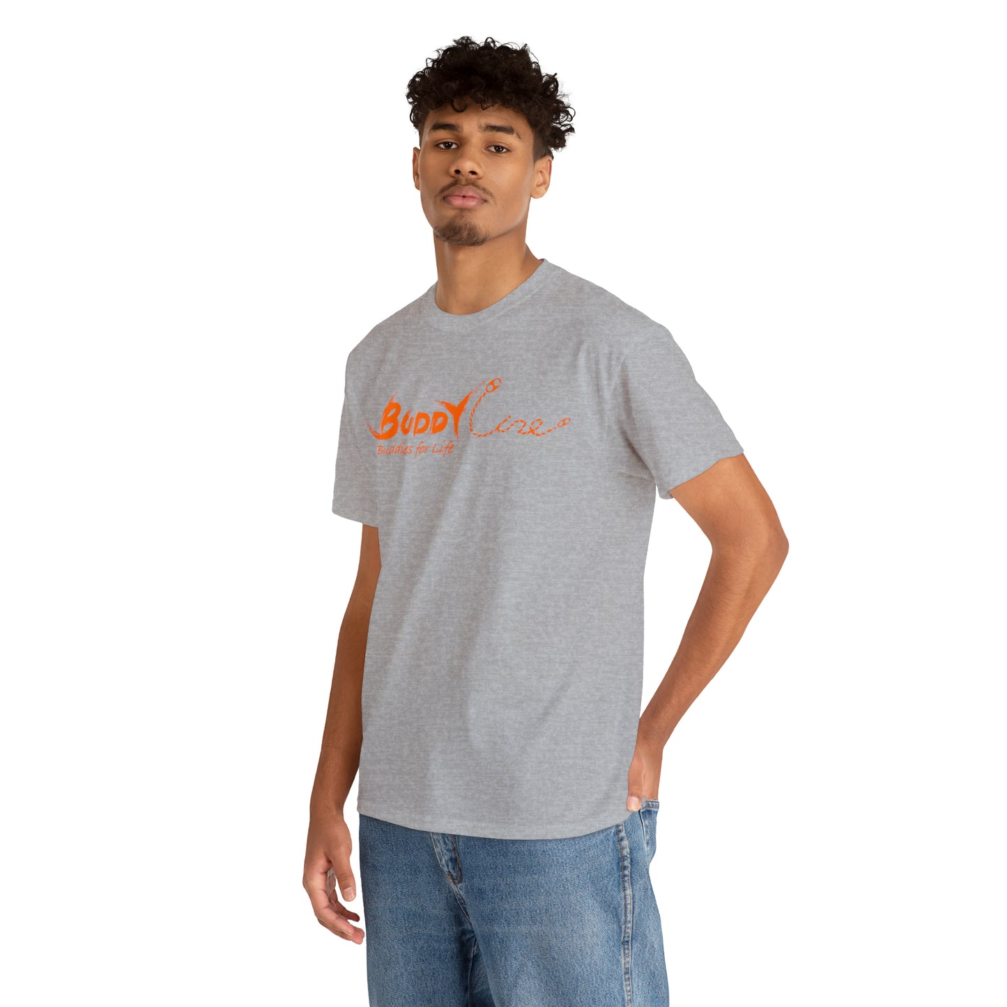 Buddy Line Unisex Heavy Cotton Tee (orange text)