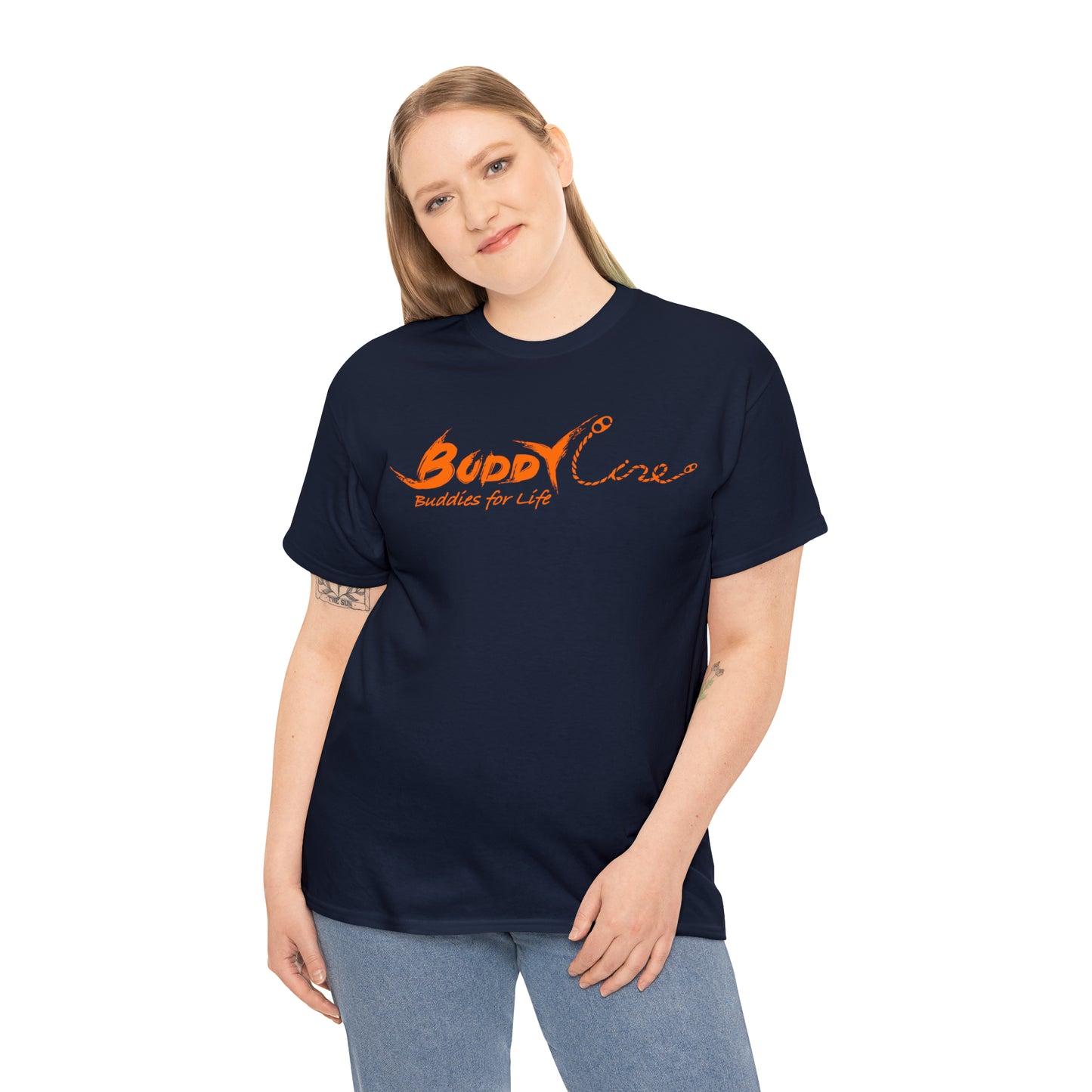 Buddy Line Unisex Heavy Cotton Tee (orange text)
