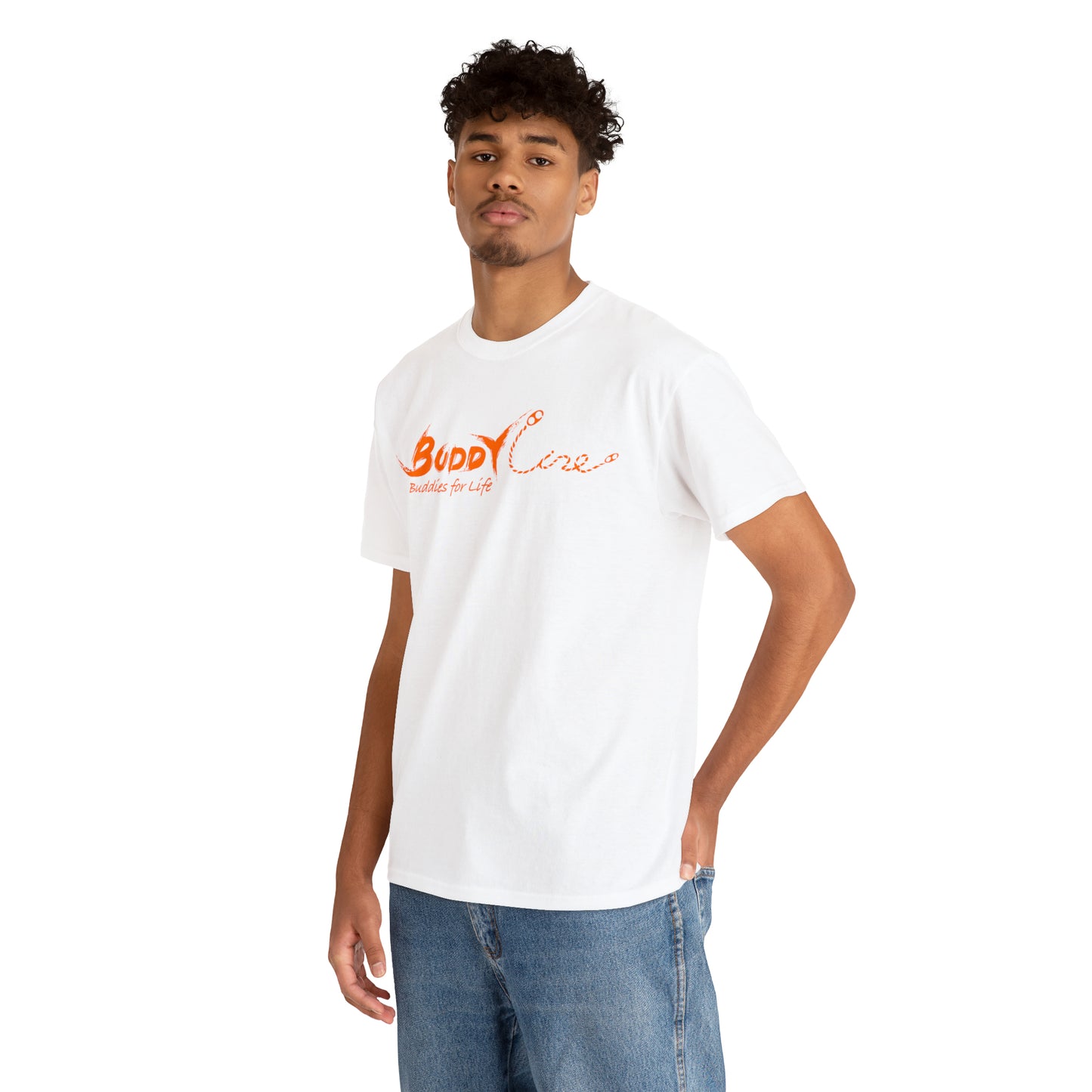 Buddy Line Unisex Heavy Cotton Tee (orange text)