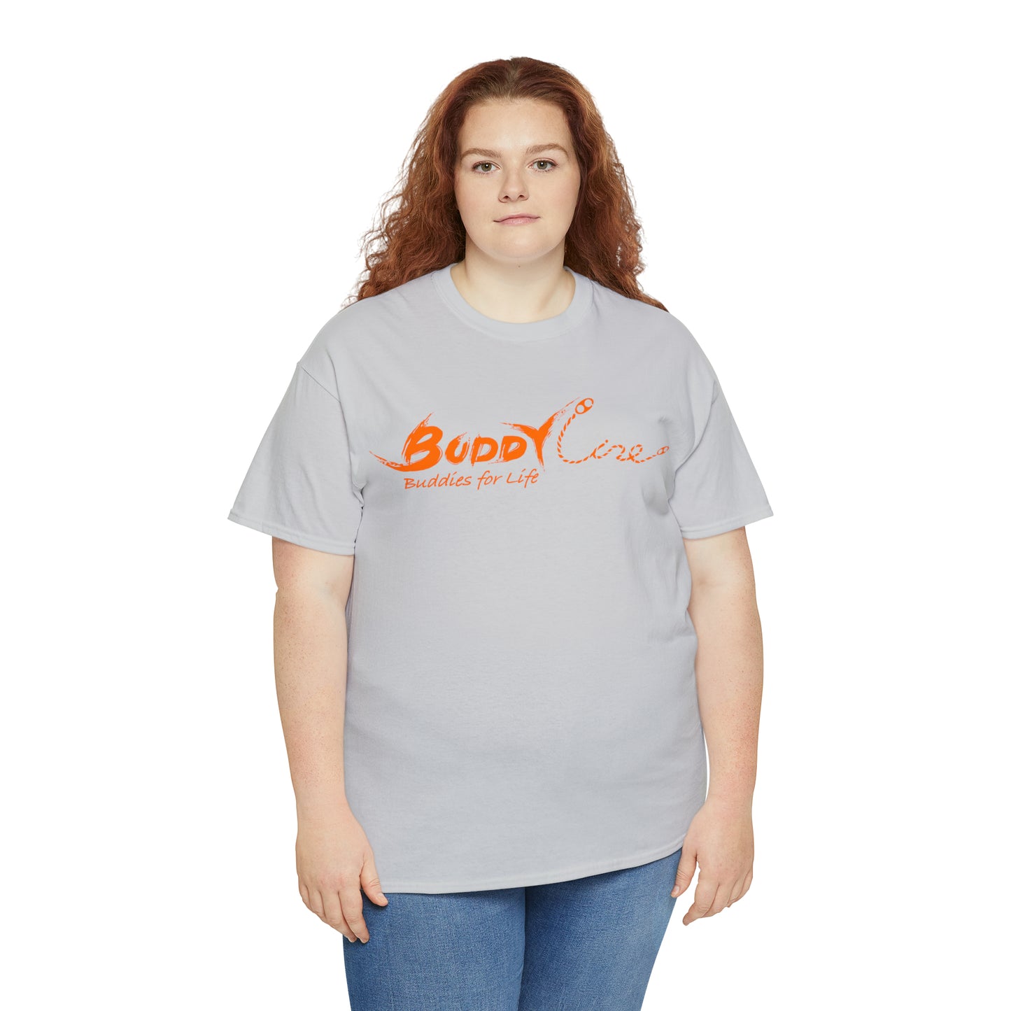 Buddy Line Unisex Heavy Cotton Tee (orange text)