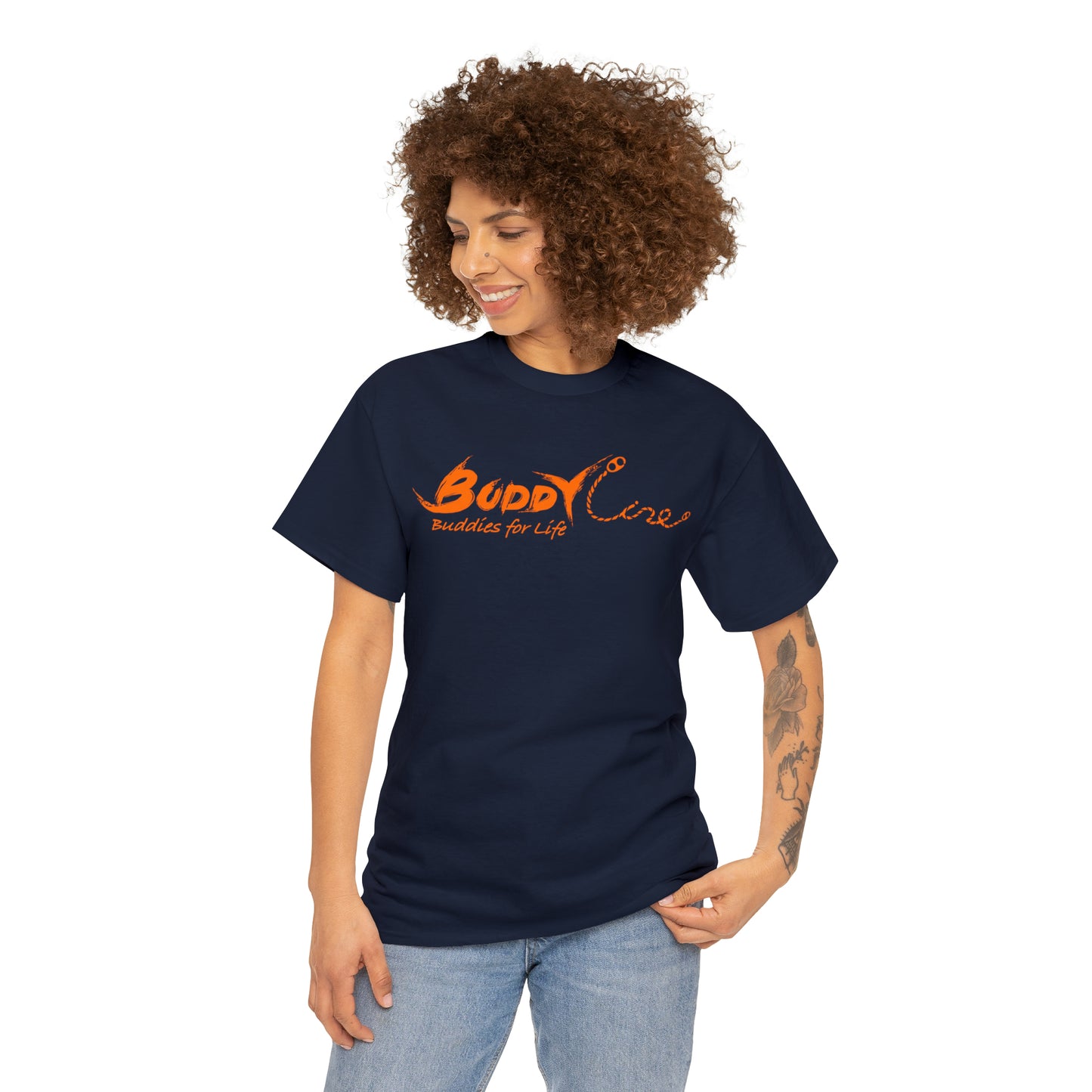 Buddy Line Unisex Heavy Cotton Tee (orange text)