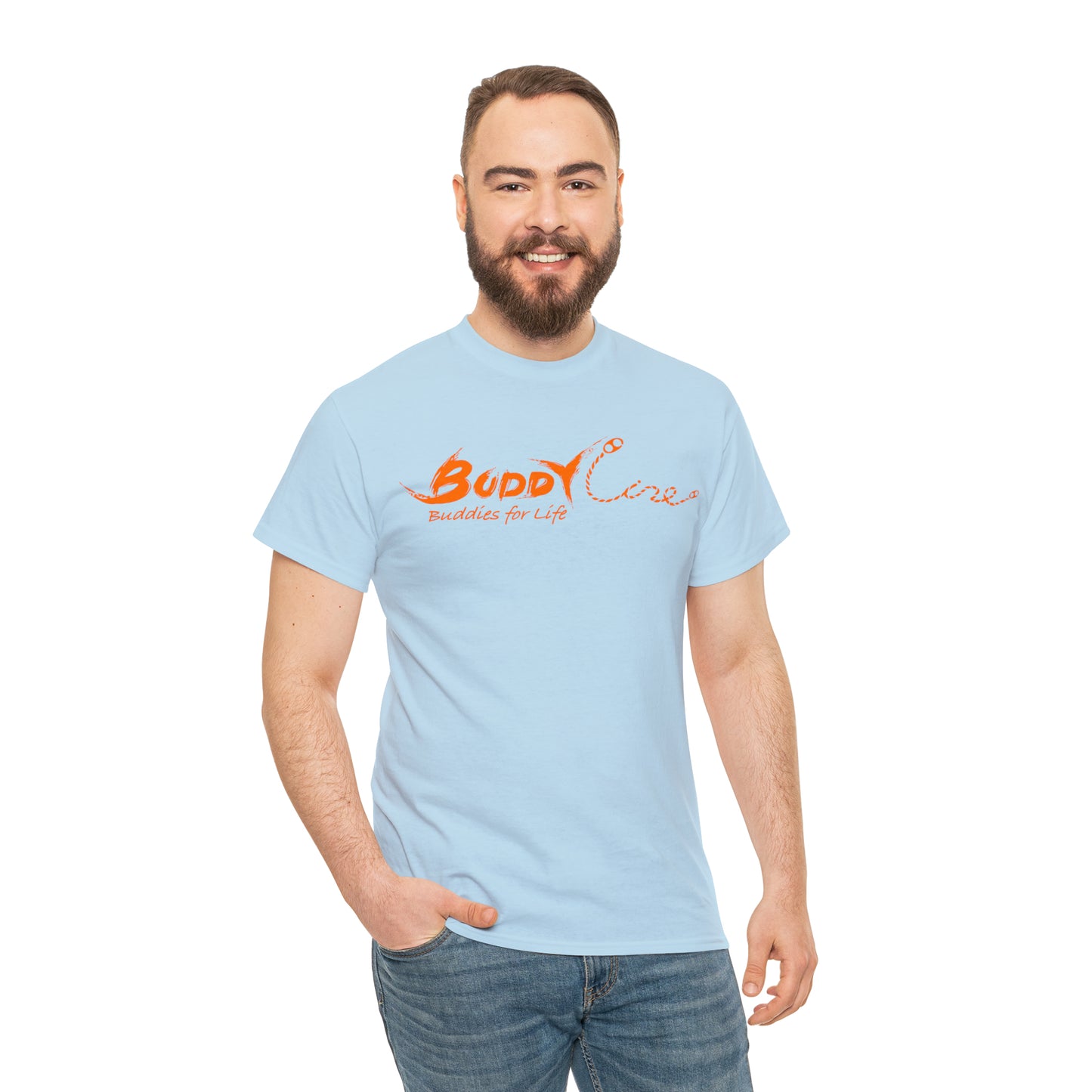 Buddy Line Unisex Heavy Cotton Tee (orange text)