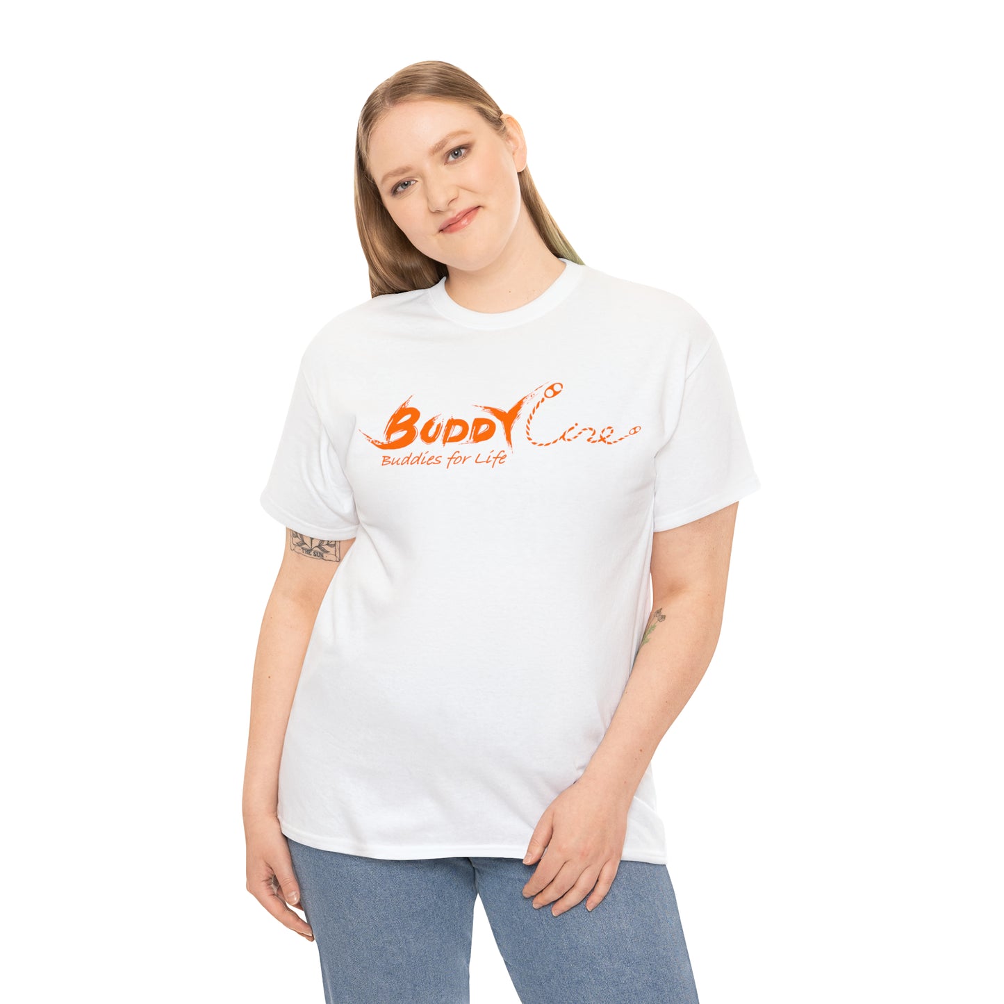 Buddy Line Unisex Heavy Cotton Tee (orange text)