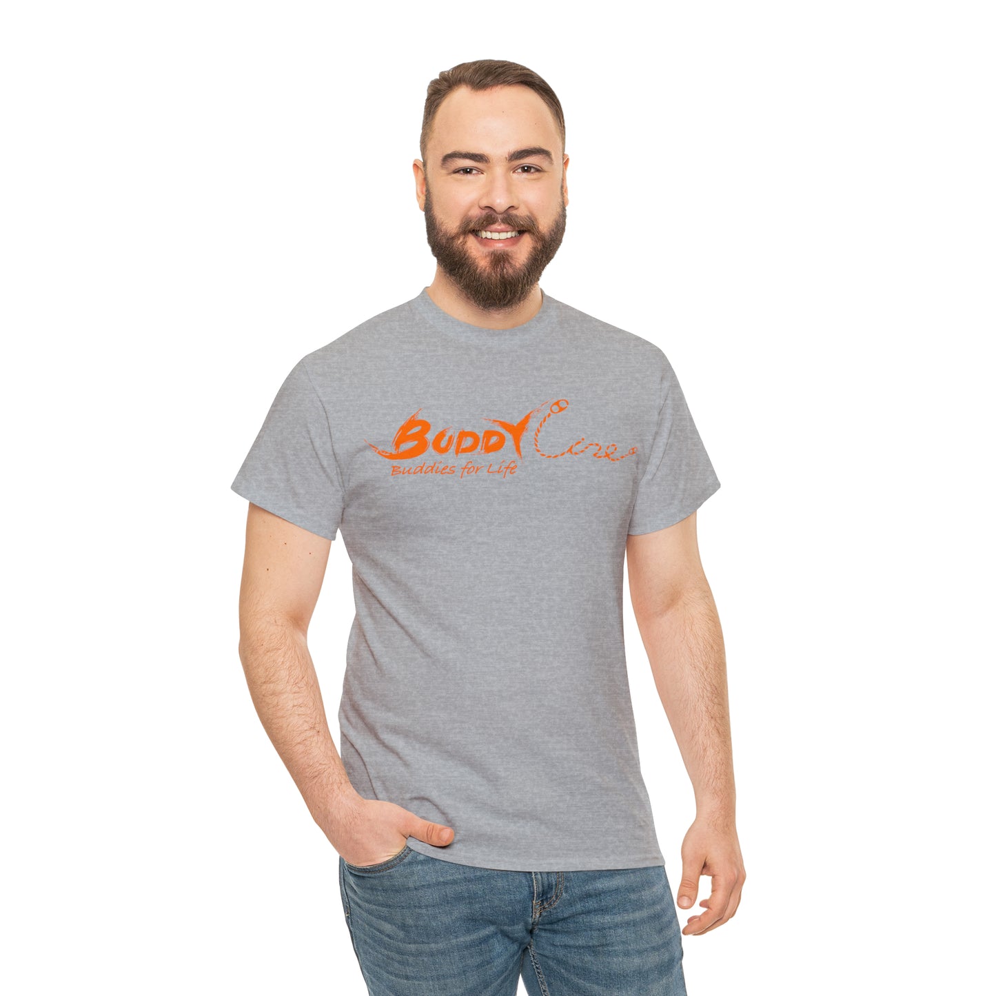 Buddy Line Unisex Heavy Cotton Tee (orange text)